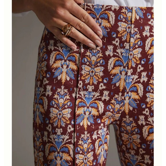 MAEVE By Anthropologie The Margot Kick Flare Damask Pattern Pants Women's Size S - Picture 6 of 9